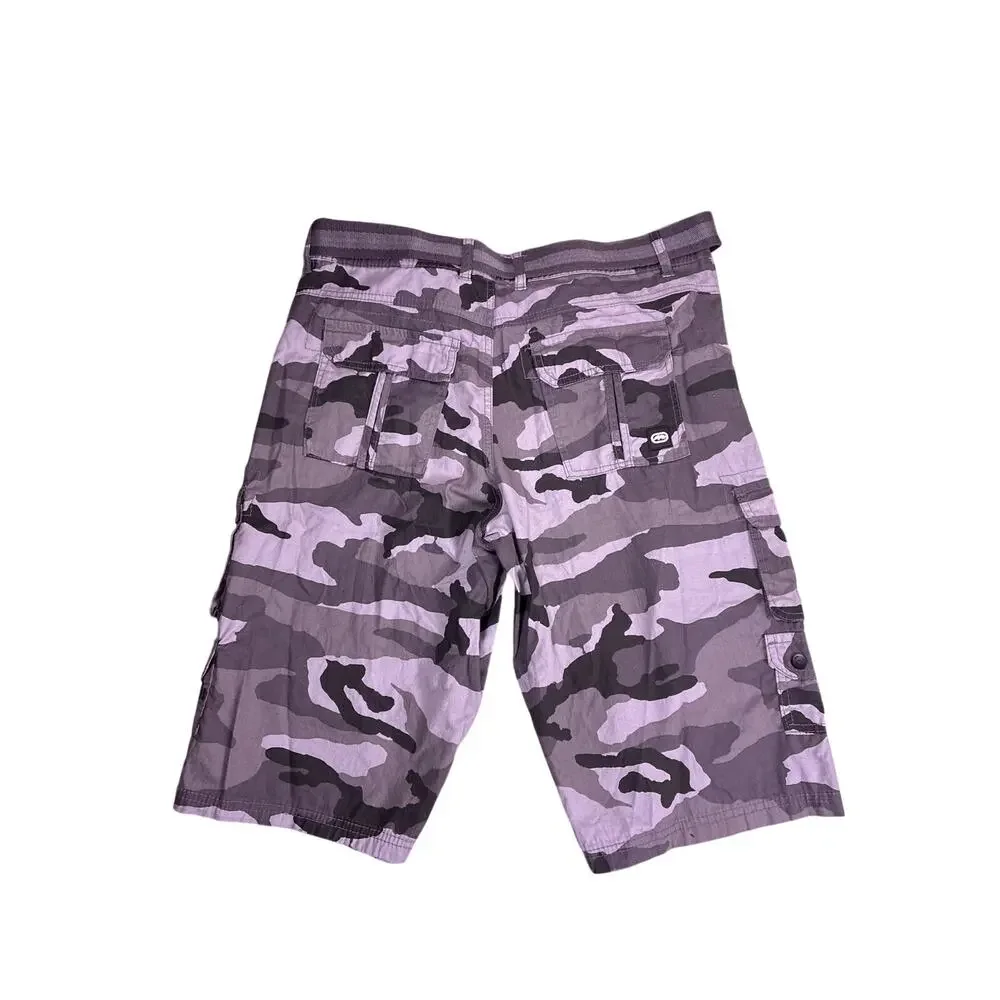 Ecko Unltd Y2K Camo Cargo Shorts Mens 34W Utility Belted Military Streetwear